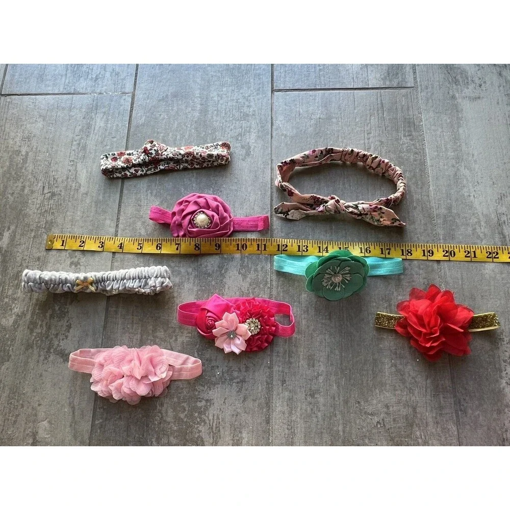 Infant Baby Newborn Toddler Girls Headbands Lot of 8 Multi Colors Flowers CUTE